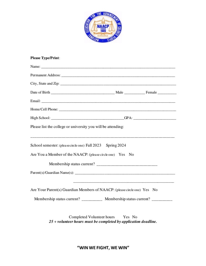 NAACP GARY BRANCH SCHOLARSHIP NAACP Gary Branch